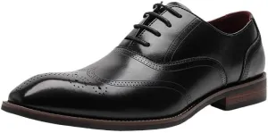 Men's British Retro Brogue Business Formal Shoes Pointed Toe Lace-up Comfortable Fashion Embossing Suits Casual Shoes Slip Resistant Rubber Soft Sole Oxford Shoes for Men(D,10)