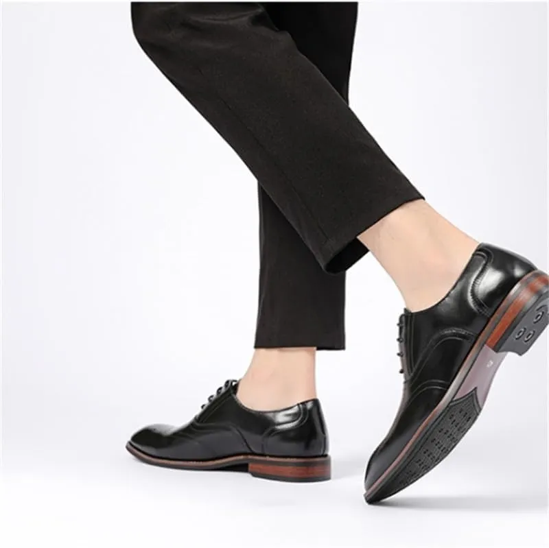 Men's British Retro Brogue Business Formal Shoes Pointed Toe Lace-up Comfortable Fashion Embossing Suits Casual Shoes Slip Resistant Rubber Soft Sole Oxford Shoes for Men(D,10)