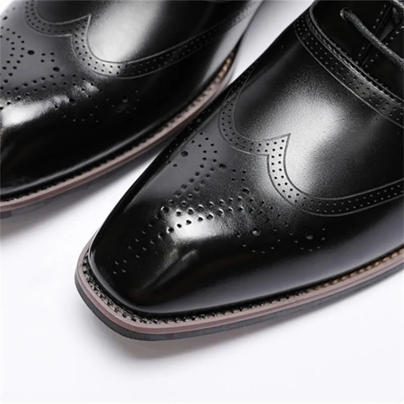 Men's British Retro Brogue Business Formal Shoes Pointed Toe Lace-up Comfortable Fashion Embossing Suits Casual Shoes Slip Resistant Rubber Soft Sole Oxford Shoes for Men(D,10)