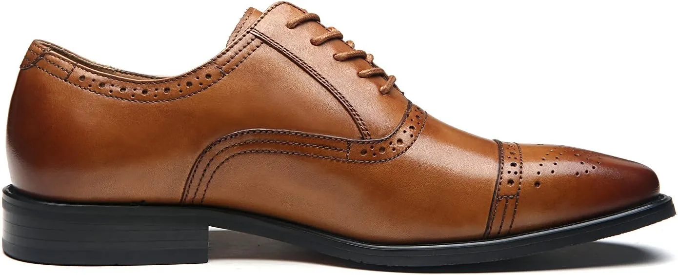 Mens Cap Toe Oxford Leather Lace Up Classic Comfortable Modern Formal Business Dress Shoes for Men