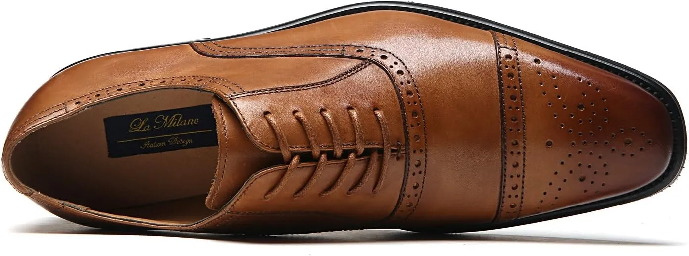 Mens Cap Toe Oxford Leather Lace Up Classic Comfortable Modern Formal Business Dress Shoes for Men