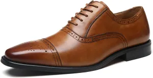 Mens Cap Toe Oxford Leather Lace Up Classic Comfortable Modern Formal Business Dress Shoes for Men