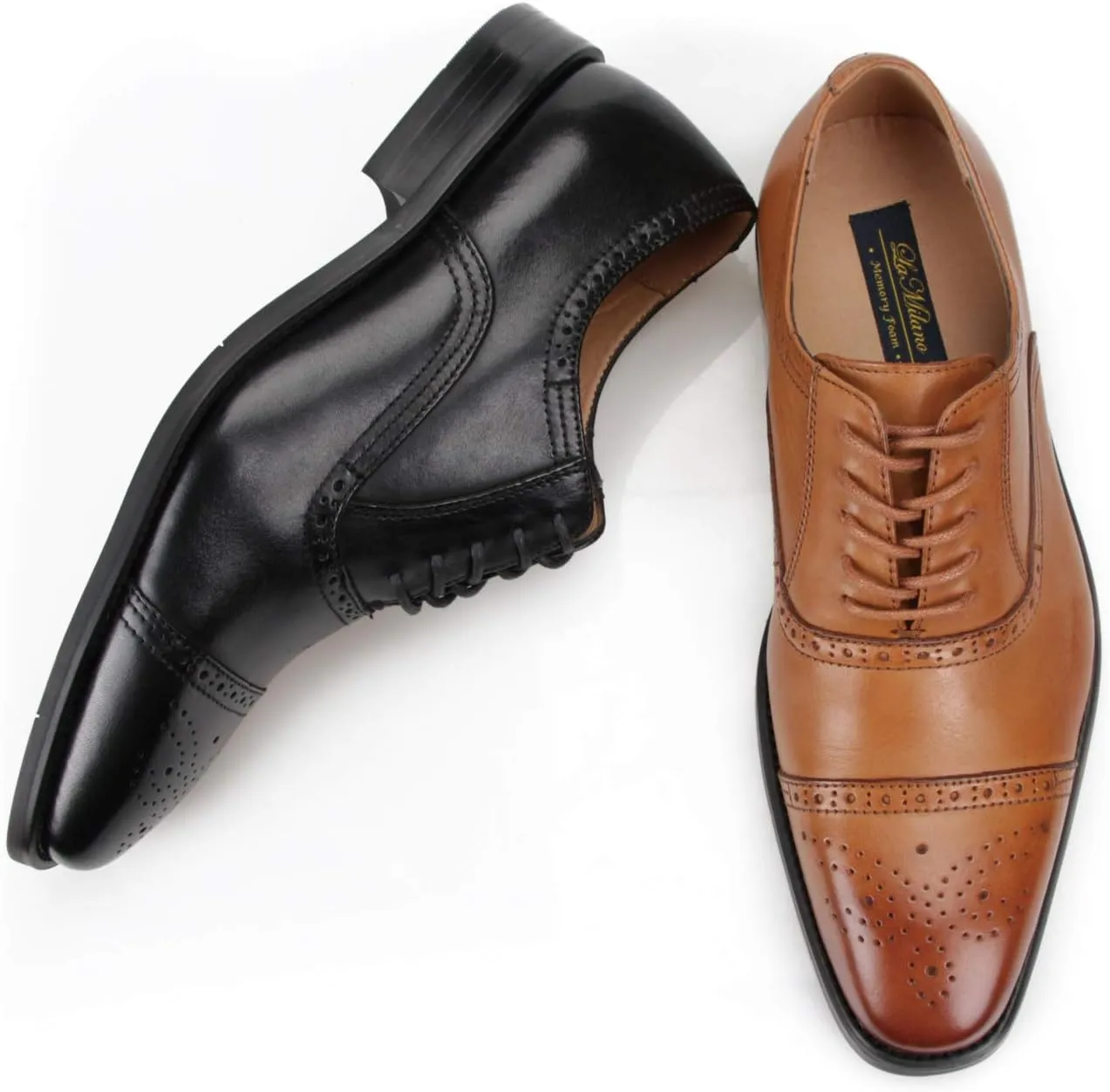 Mens Cap Toe Oxford Leather Lace Up Classic Comfortable Modern Formal Business Dress Shoes for Men