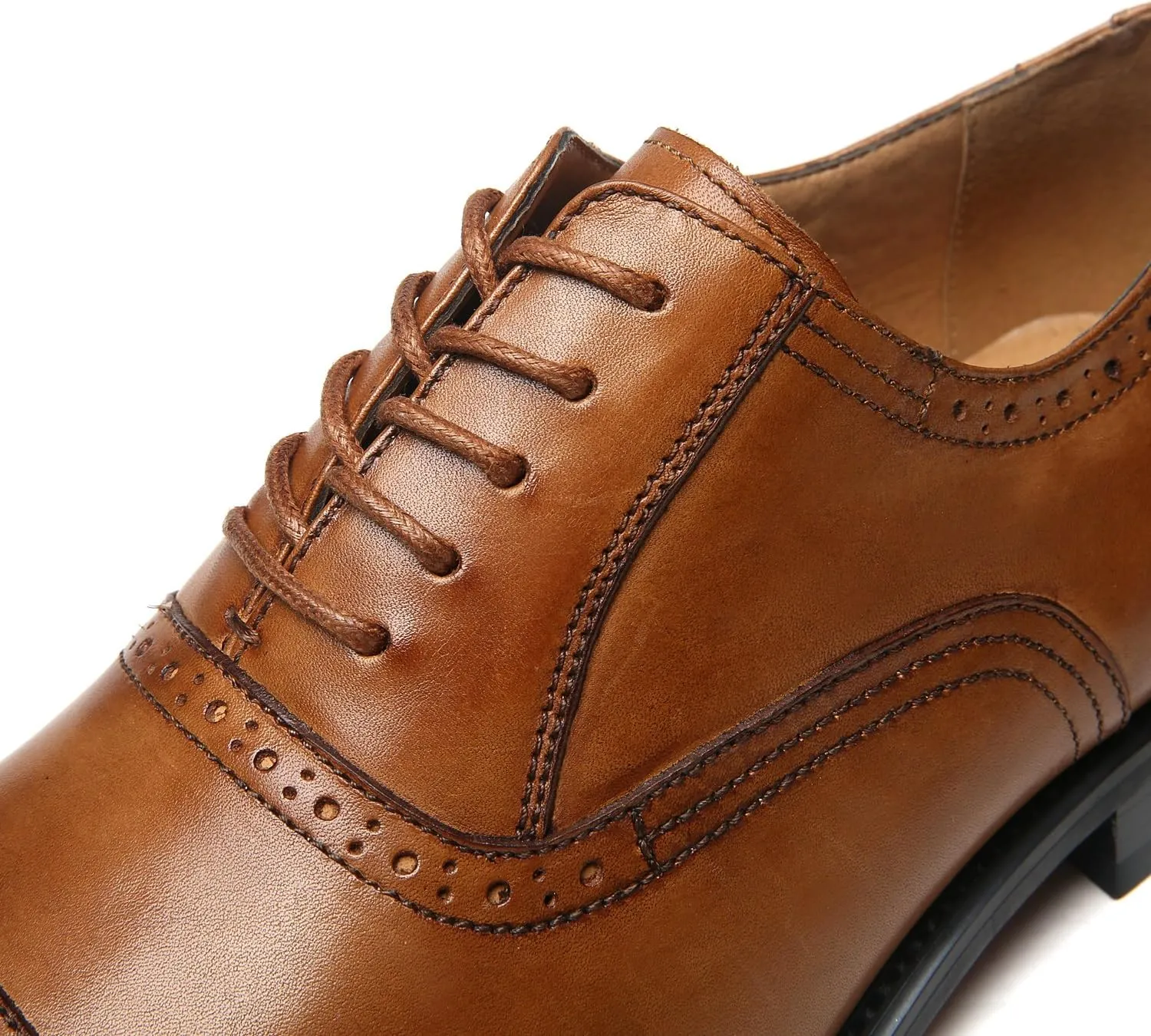 Mens Cap Toe Oxford Leather Lace Up Classic Comfortable Modern Formal Business Dress Shoes for Men