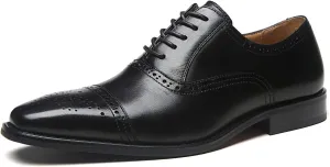 Mens Cap Toe Oxford Leather Lace Up Classic Comfortable Modern Formal Business Dress Shoes for Men