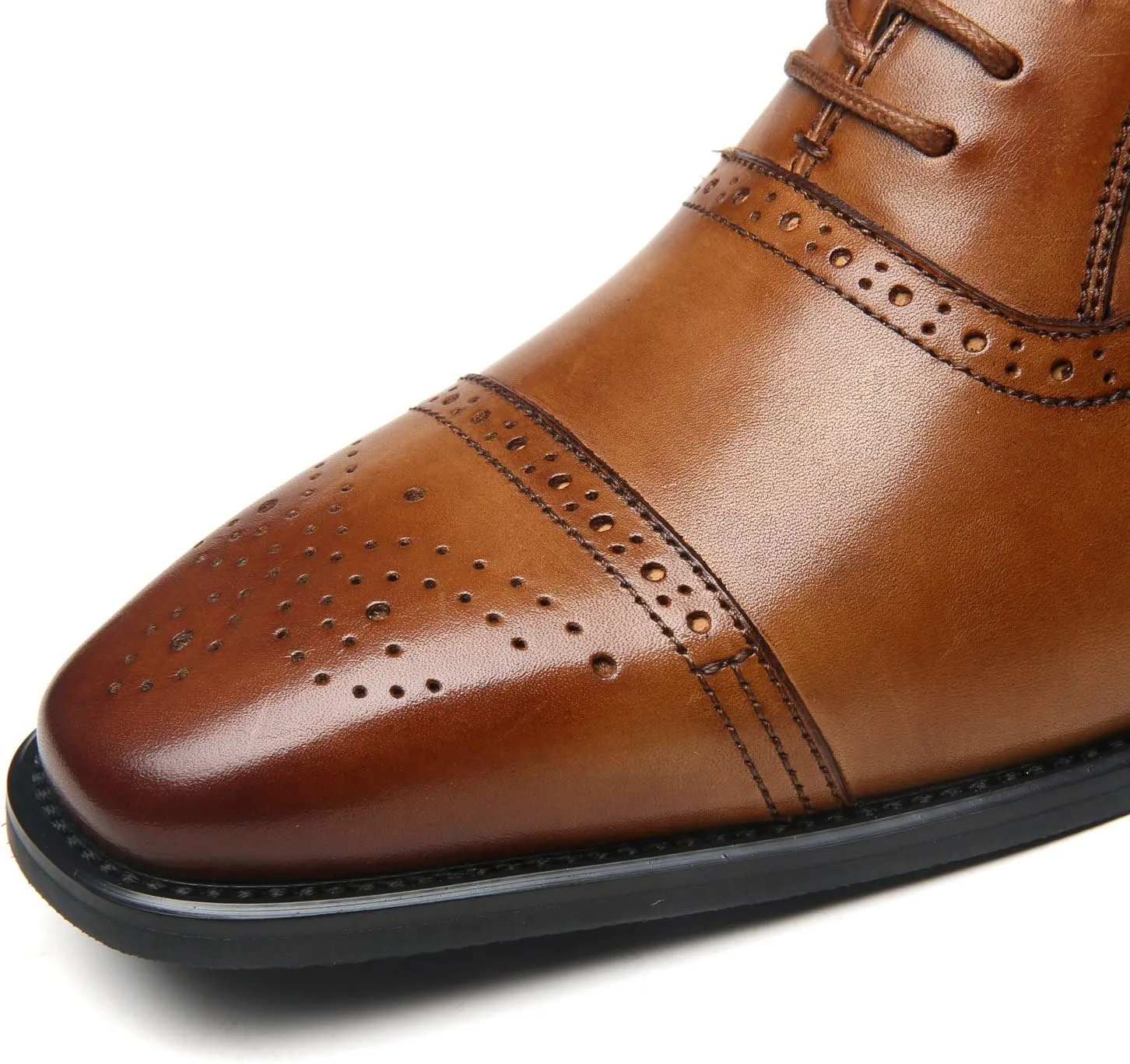 Mens Cap Toe Oxford Leather Lace Up Classic Comfortable Modern Formal Business Dress Shoes for Men