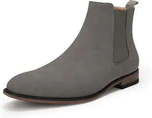 Mens Chelsea Boot Slip On Pointed Toe Stacked Low Heel Faux Suede Casual Dress Boot