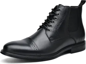 Men's Chelsea Dress Boots Comfortable Leather Slip On Ankle Boots For Casual & Formal Occasions