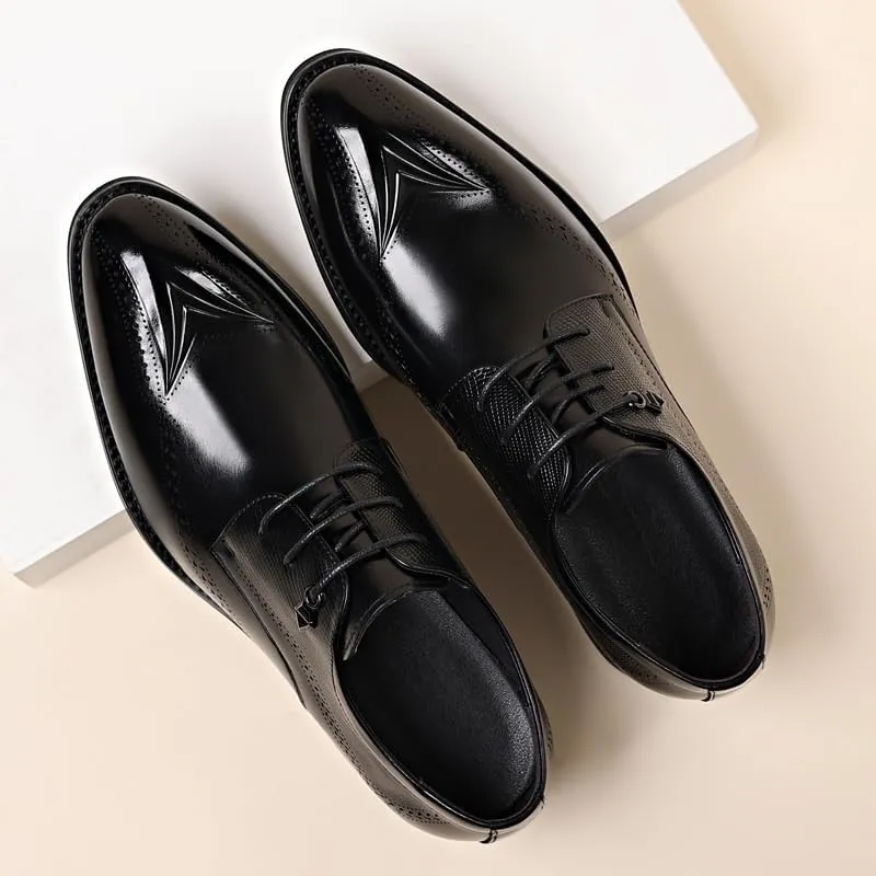 Men's Classic Lace Up Oxford Shoes - Breathable Leather Wingtip Brogue Formal Dress Shoes for Business & Weddings
