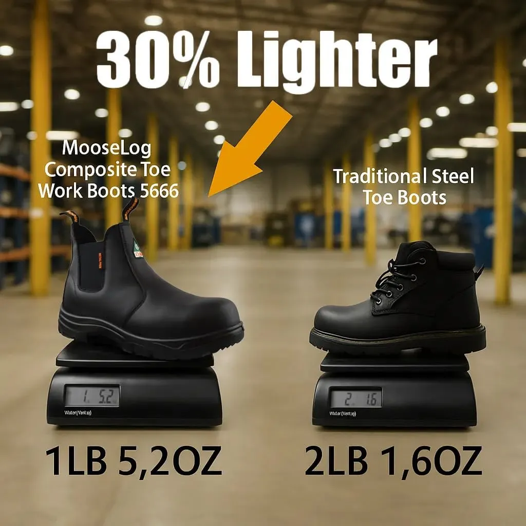 Men’s Composite-Toe Chelsea Work Boots 5666 | ASTM & CSA Certified | 100% Leather, Slip/Oil/Heat Resistant SafeTread Sole | Sizes 7-13 | Black/Brown