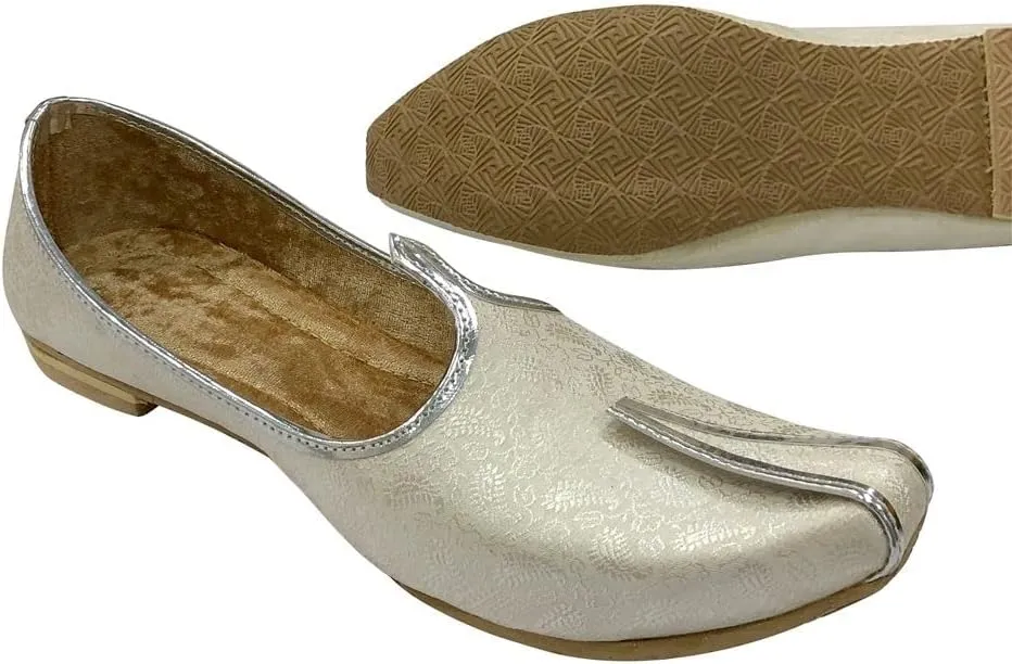 Men's Cream Wedding Shoes Sherwani Punjabi Jutti Traditional Ethnic Flats Mojari Khussa Juti