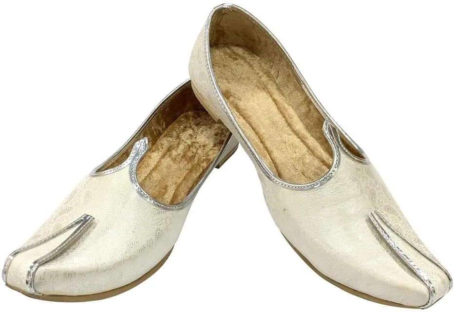 Men's Cream Wedding Shoes Sherwani Punjabi Jutti Traditional Ethnic Flats Mojari Khussa Juti