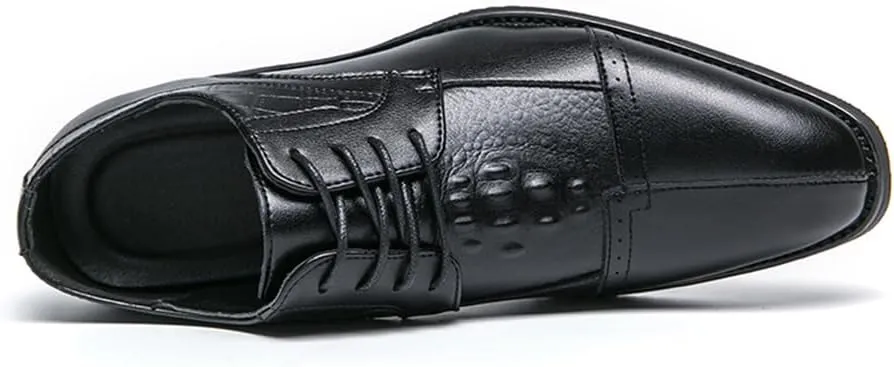Men's Crocodile Pattern Dress Oxford Shoes Classic Cap Toe Derby Shoes Fashion Business Formal Shoes