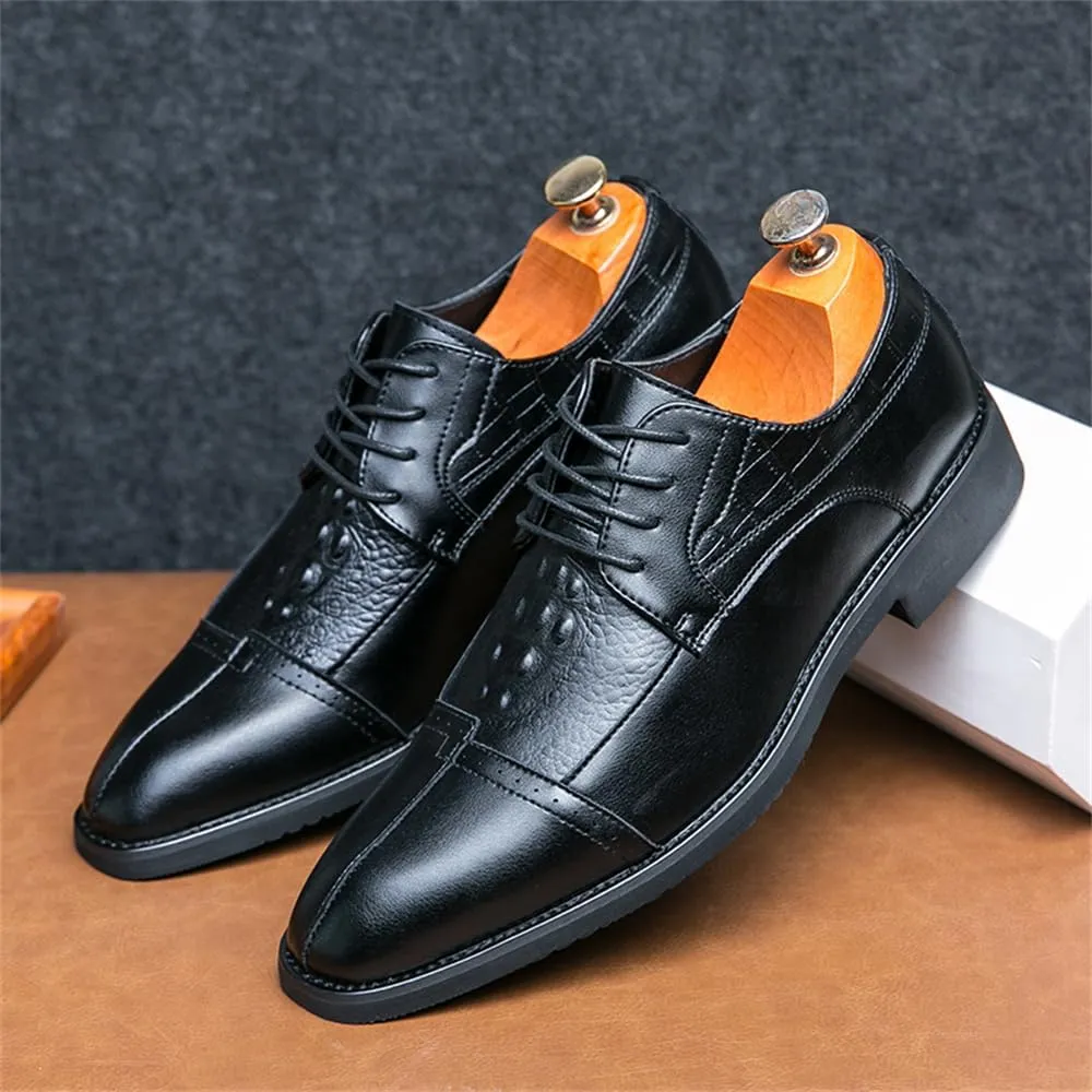 Men's Crocodile Pattern Dress Oxford Shoes Classic Cap Toe Derby Shoes Fashion Business Formal Shoes