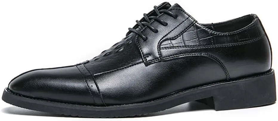 Men's Crocodile Pattern Dress Oxford Shoes Classic Cap Toe Derby Shoes Fashion Business Formal Shoes