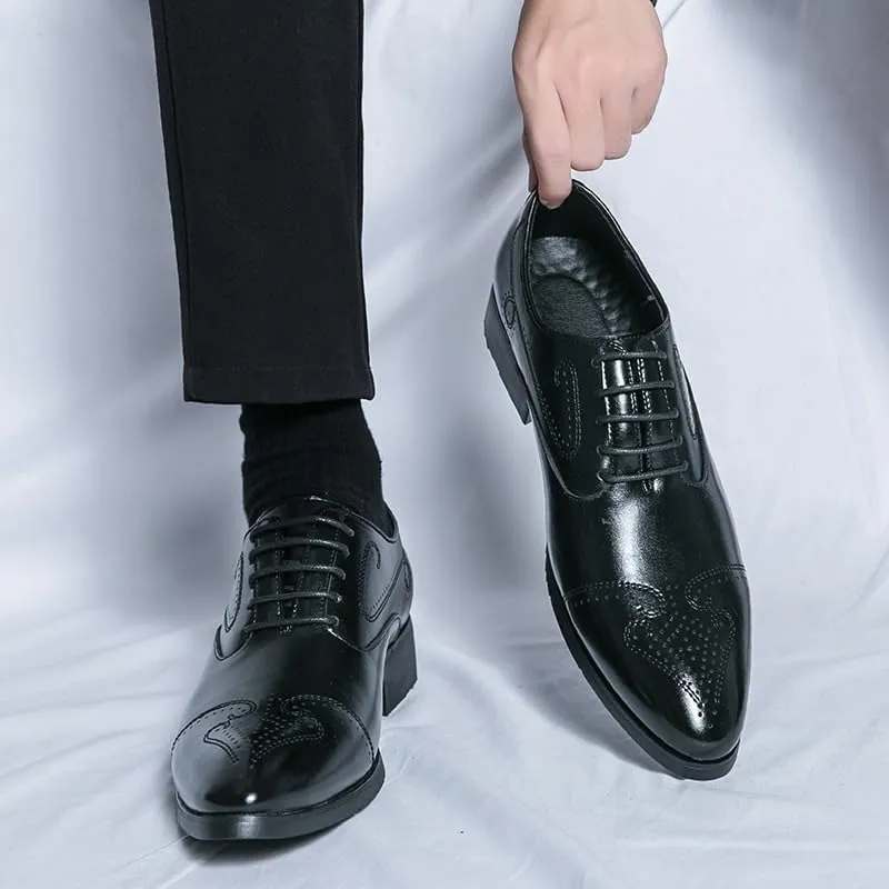 Men's Dress Shoes Classic Fashion Brogue Oxfords Shoes Business Formal Wedding Lace-Up Shoes for Men