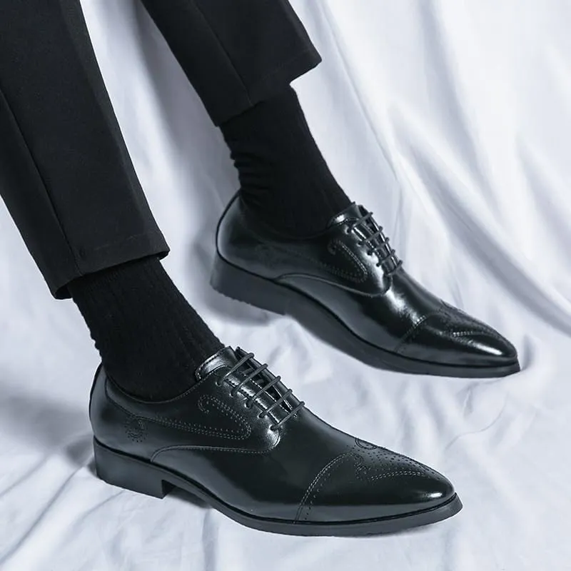 Men's Dress Shoes Classic Fashion Brogue Oxfords Shoes Business Formal Wedding Lace-Up Shoes for Men