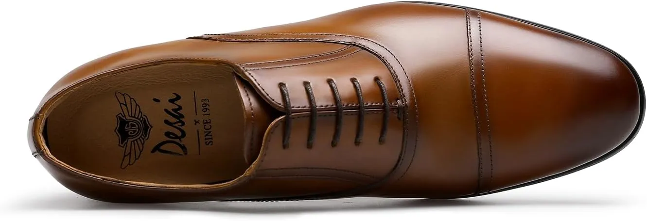 Men's Dress Shoes Leather Cap Toe Lace-up Oxfords