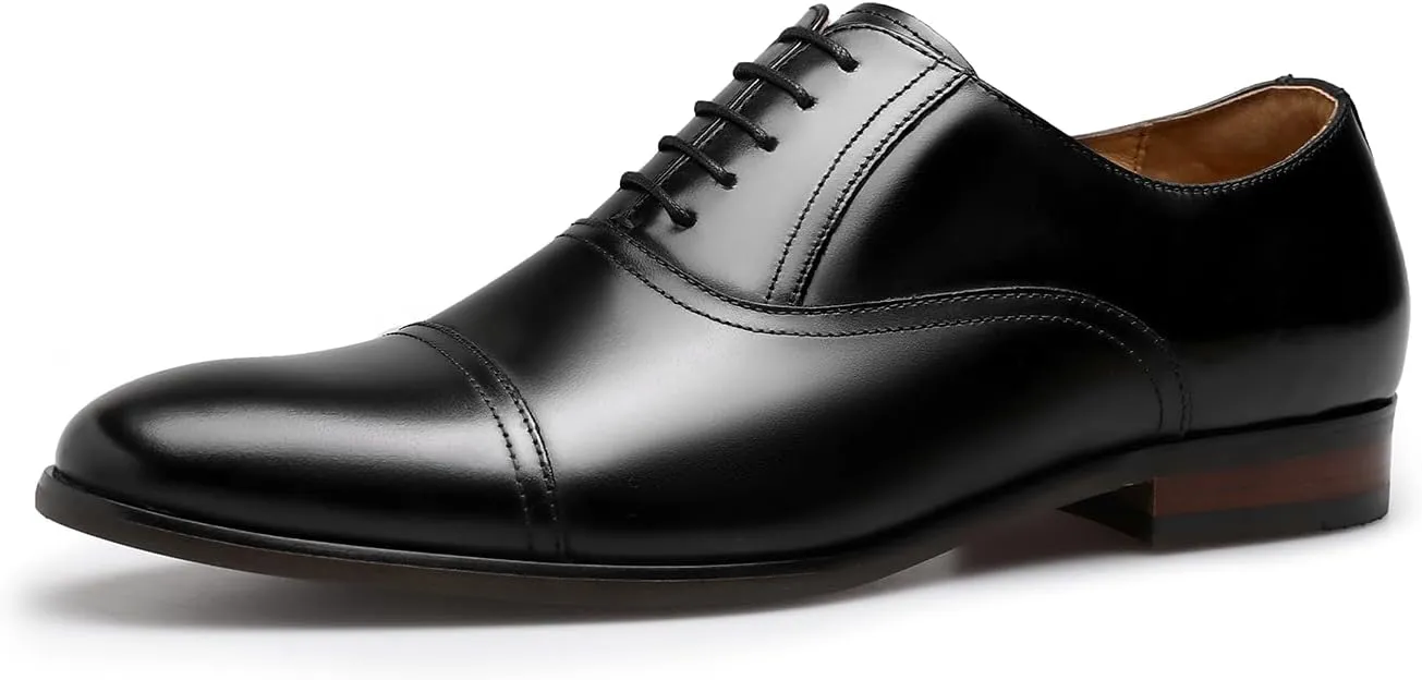 Men's Dress Shoes Leather Cap Toe Lace-up Oxfords