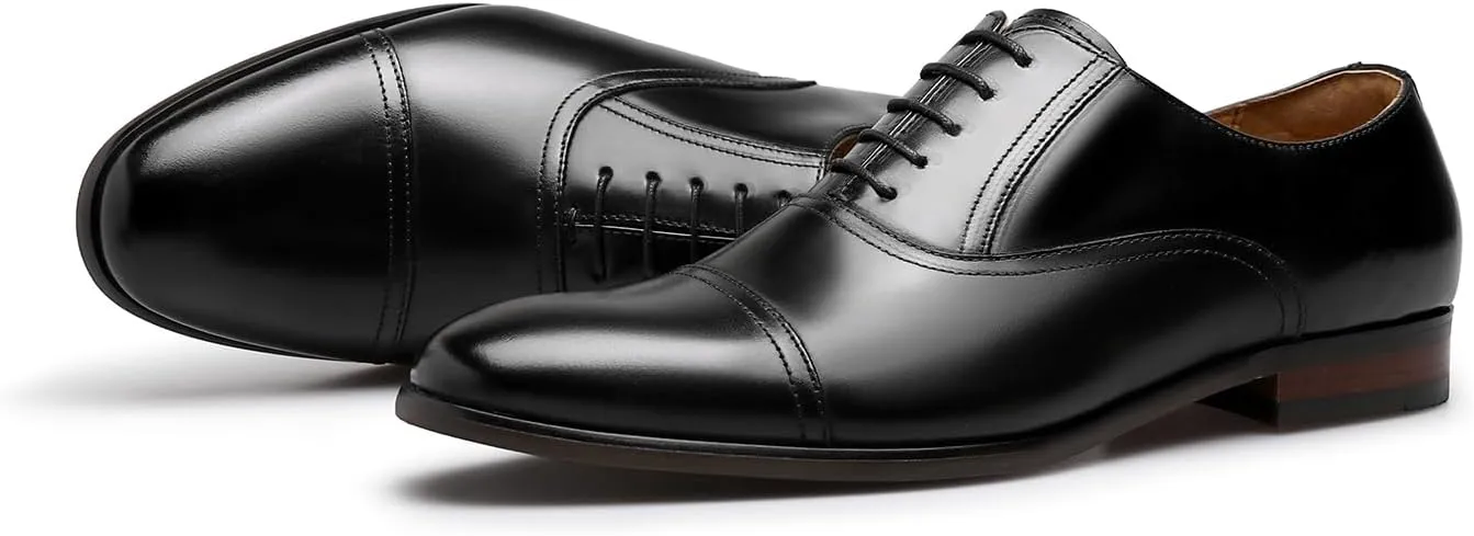 Men's Dress Shoes Leather Cap Toe Lace-up Oxfords