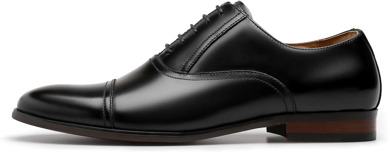 Men's Dress Shoes Leather Cap Toe Lace-up Oxfords