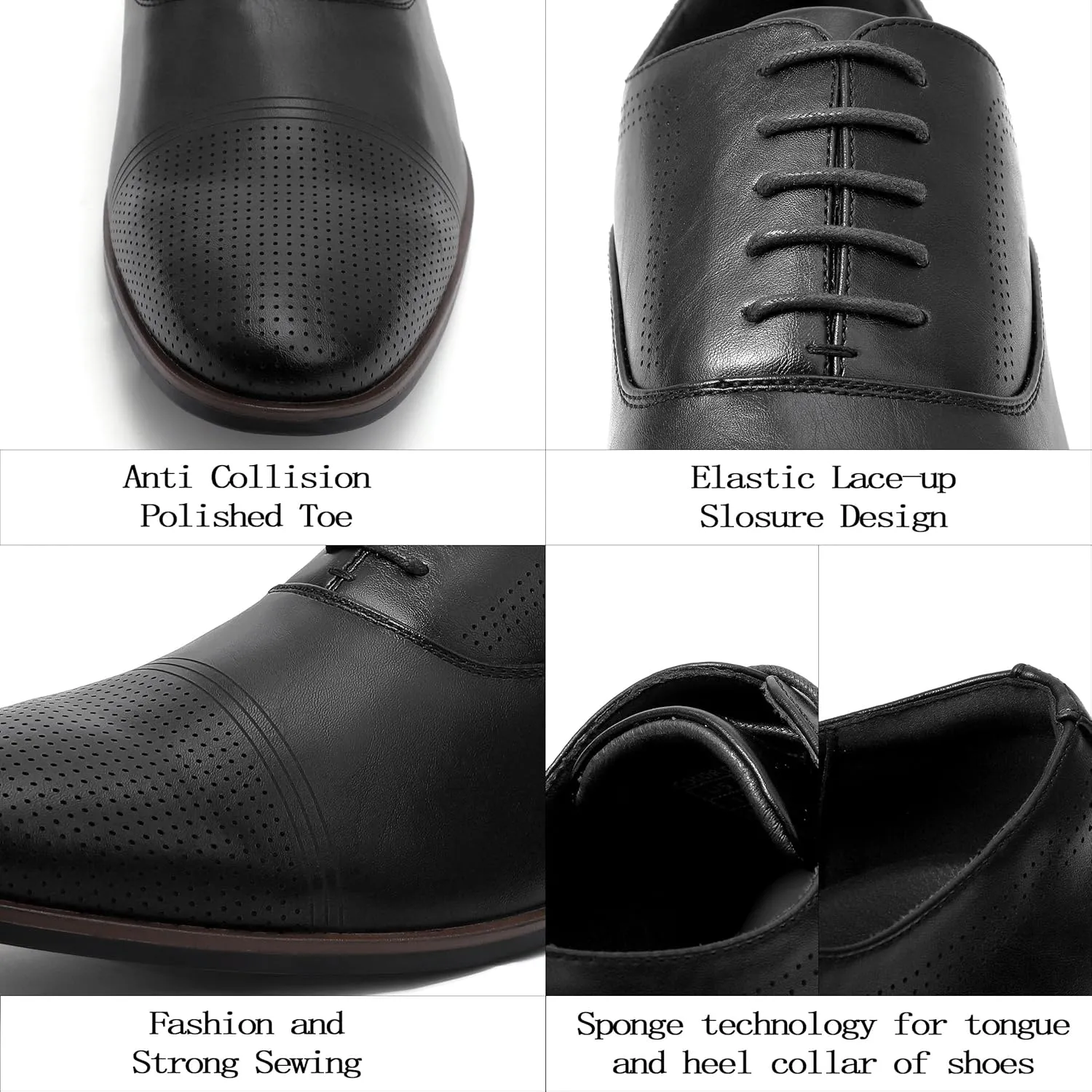 Men's Dress Shoes, Mens Oxford Shoes, Leather Stylish Lace-up Wingtip Brogues, Business Casual Formal Derby Shoe