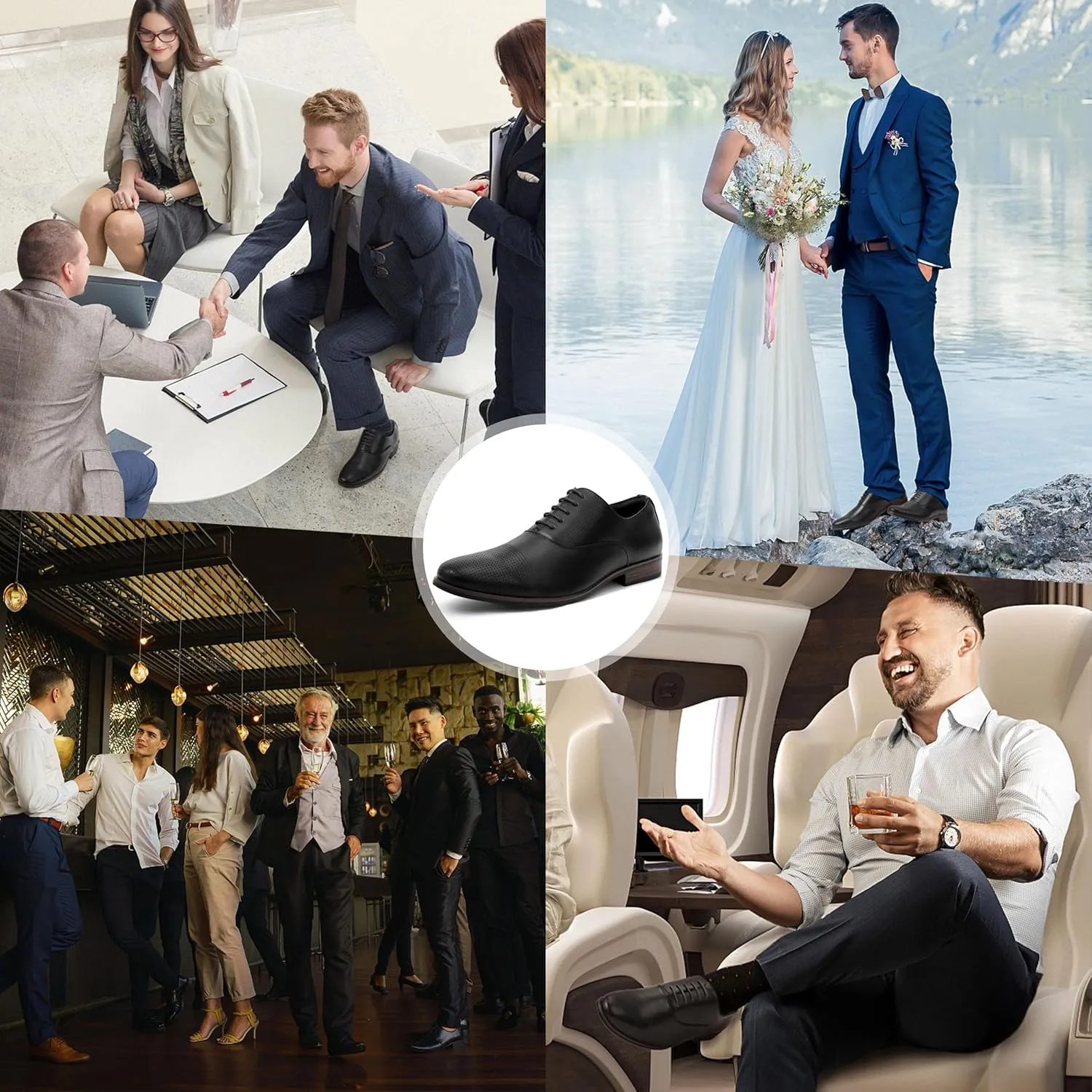 Men's Dress Shoes, Mens Oxford Shoes, Leather Stylish Lace-up Wingtip Brogues, Business Casual Formal Derby Shoe