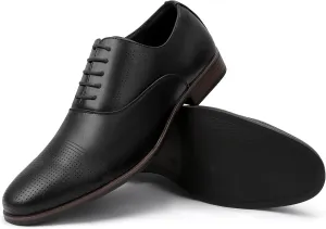 Men's Dress Shoes, Mens Oxford Shoes, Leather Stylish Lace-up Wingtip Brogues, Business Casual Formal Derby Shoe