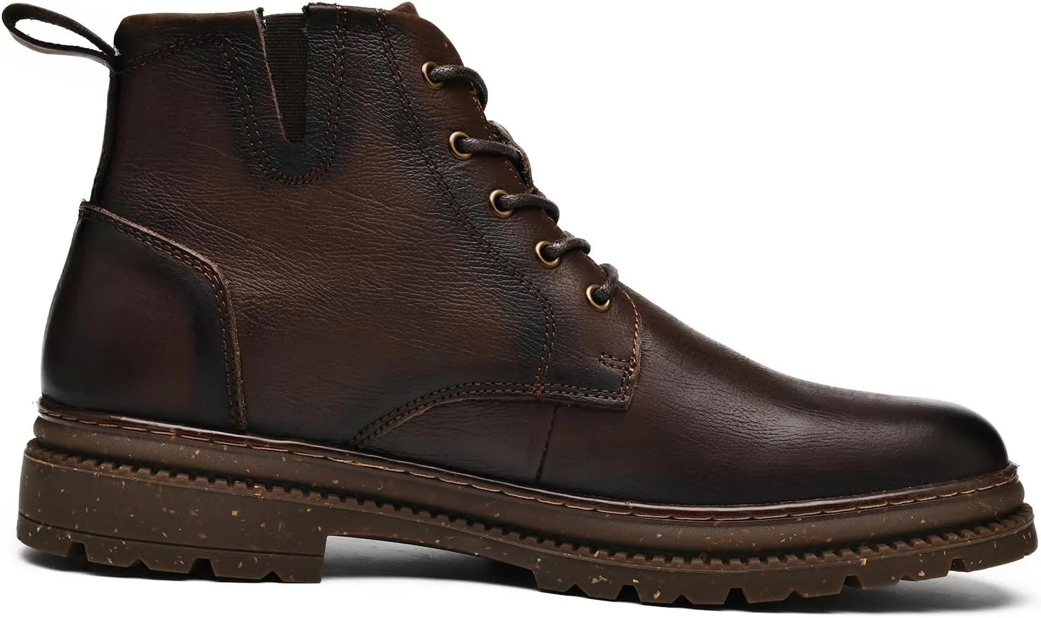 Mens Fashion Dress Boots - Black Genuine Leather Classic Brogue Style Oxford Ankle Boots