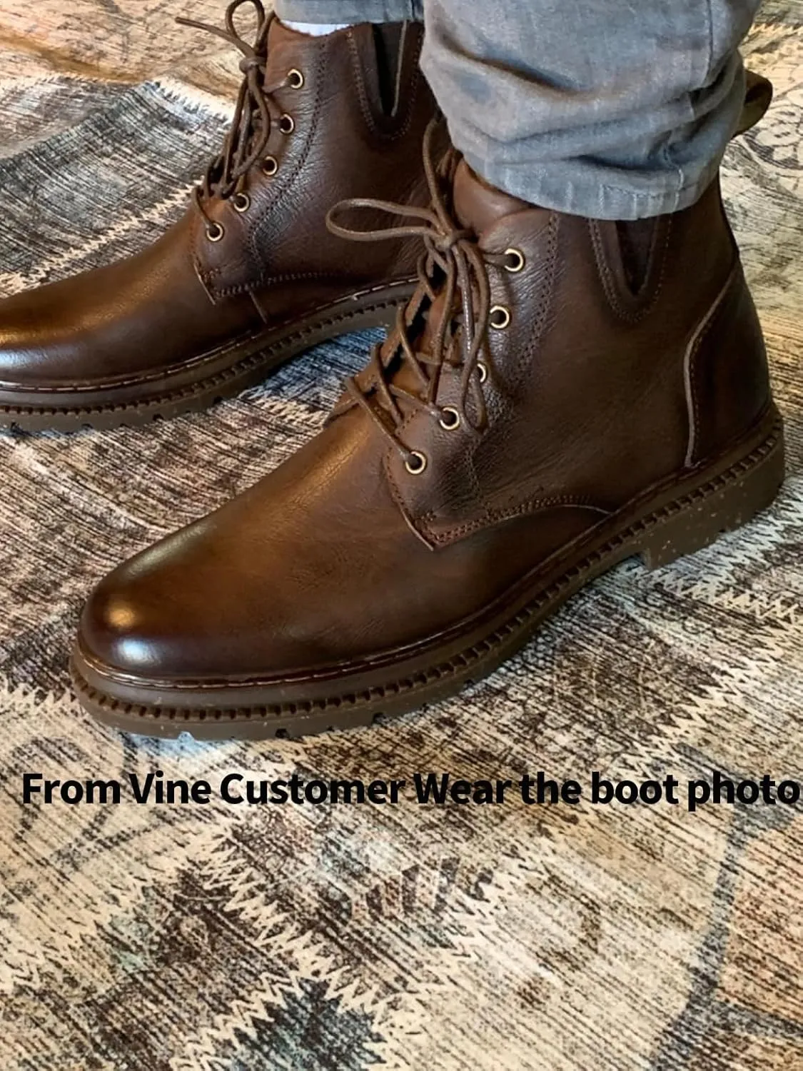 Mens Fashion Dress Boots - Black Genuine Leather Classic Brogue Style Oxford Ankle Boots