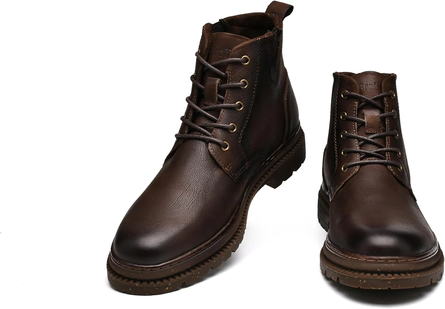 Mens Fashion Dress Boots - Black Genuine Leather Classic Brogue Style Oxford Ankle Boots