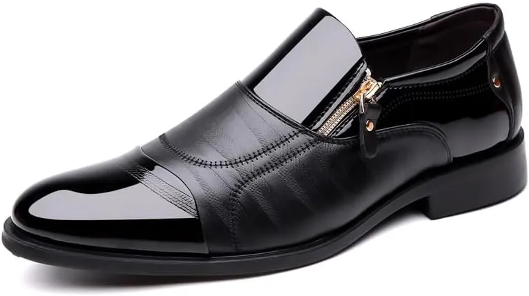 Men's Fashion Slip On Dress Shoes Mens Wingtip Brogue Retro Casual Derby Shoes Business Formal Oxford Shoes for Men(8.5)