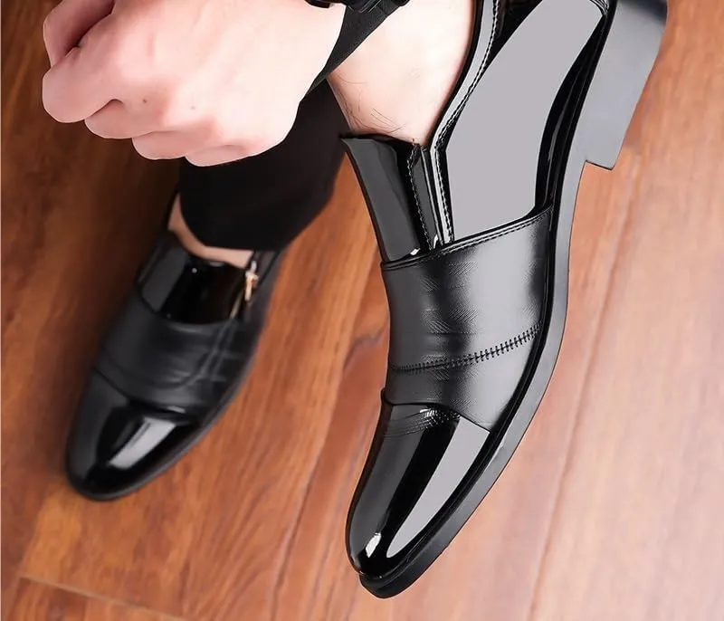 Men's Fashion Slip On Dress Shoes Mens Wingtip Brogue Retro Casual Derby Shoes Business Formal Oxford Shoes for Men(8.5)