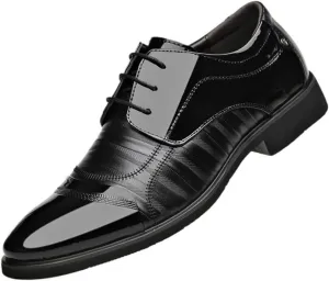 Men's Genuine Leather Oxford Dress Shoes - Formal Business Brogue Wingtip Retro Style