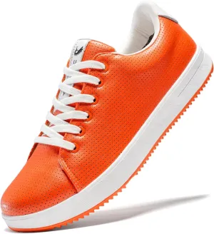 Men's Golf Shoes Professional Spikeless Leather Sneakers Non Slip Low Top Lightweight Comfort Travel Walking Shoes
