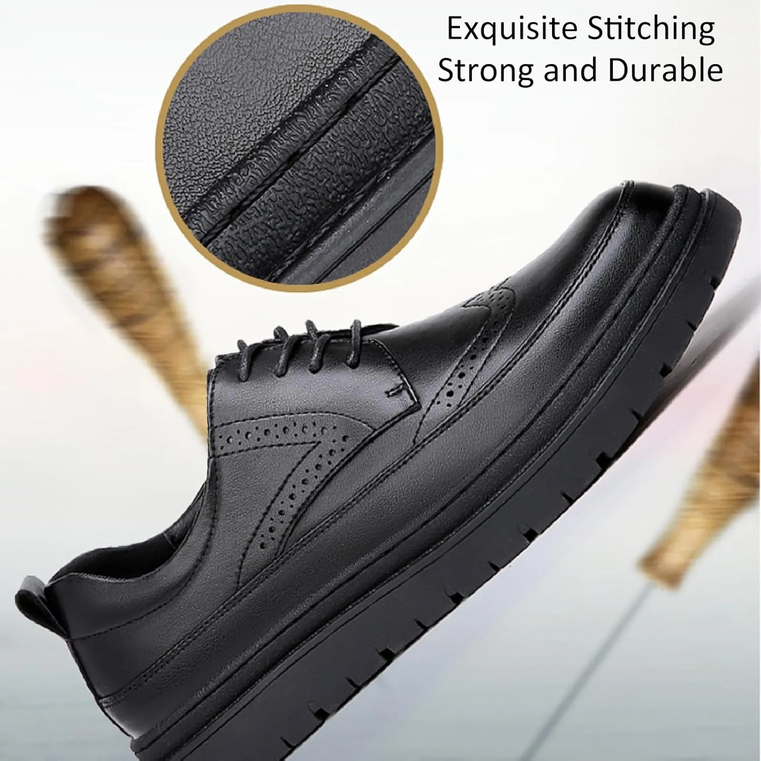 Men's Leather Platform Brogue Oxfords Classic Lace Up Comfortable Round Toe Non-Slip Lug Sole Wingtips Formal Oxford Shoes for Business Work Office Derbys Dress Shoes