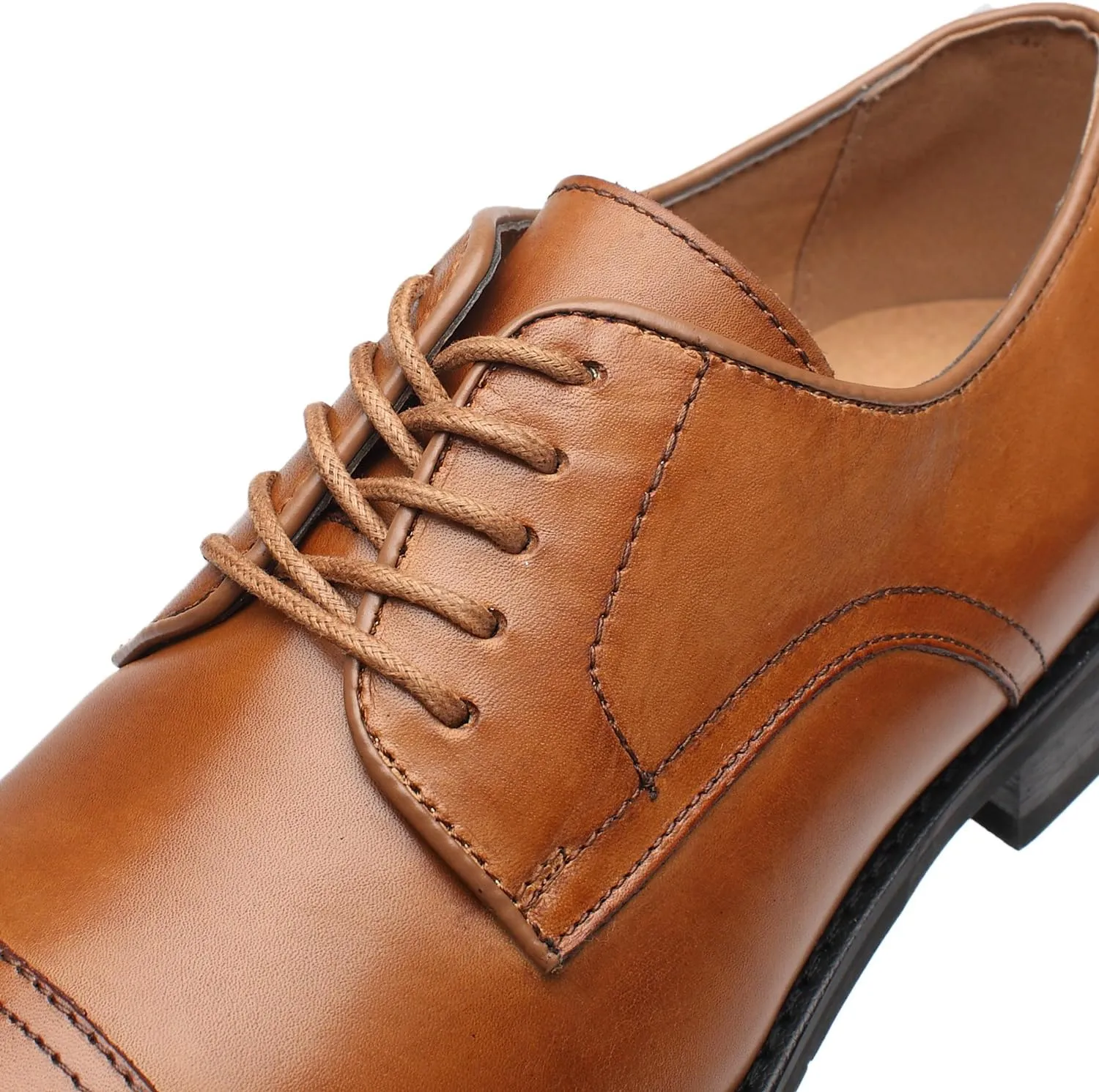 Mens Leather Updated Classic Cap Toe Oxfords Lace Dress Shoes