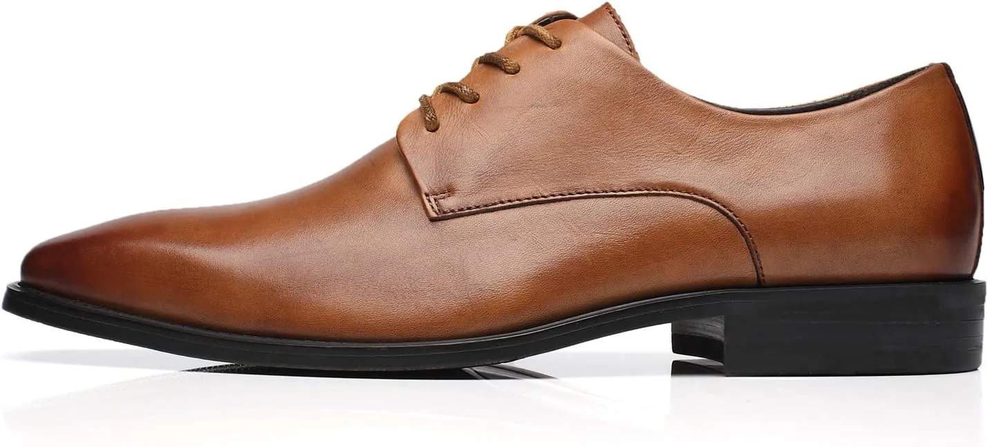 Mens Leather Updated Classic Cap Toe Oxfords Lace Dress Shoes