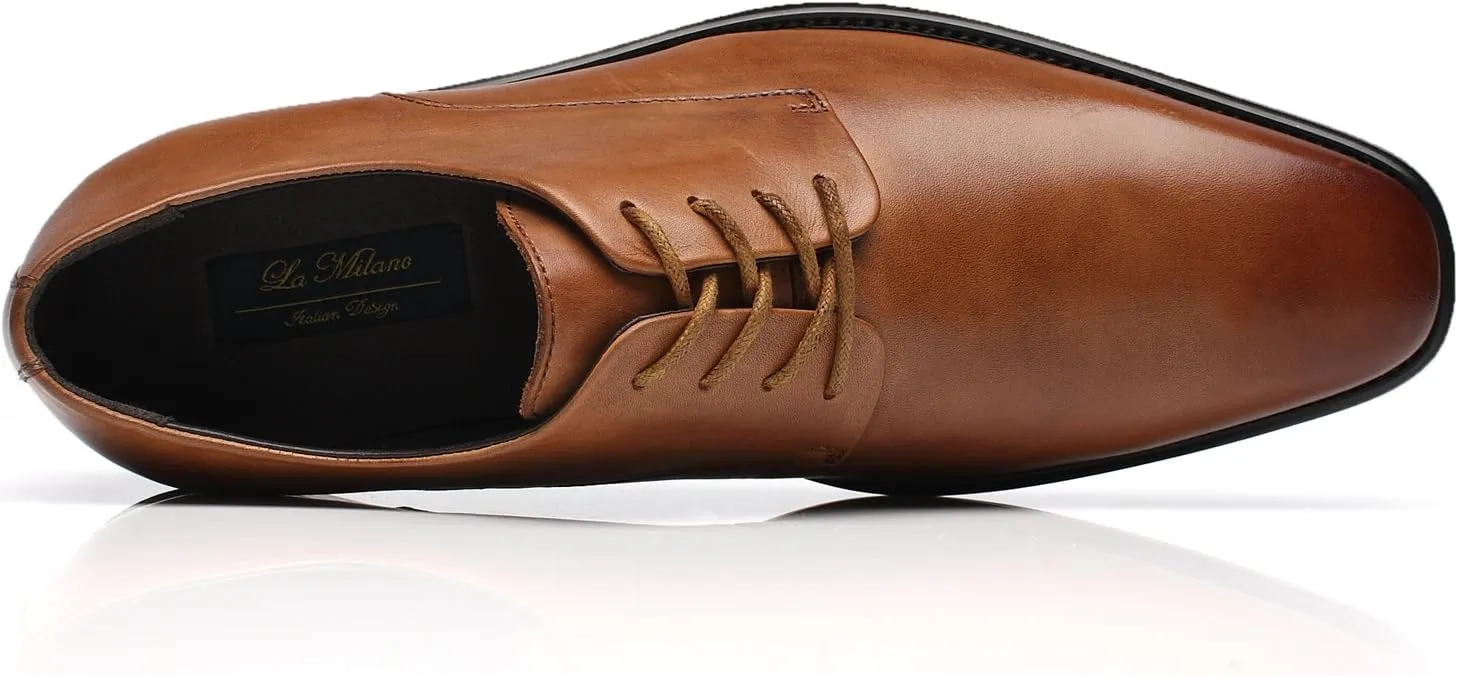Mens Leather Updated Classic Cap Toe Oxfords Lace Dress Shoes