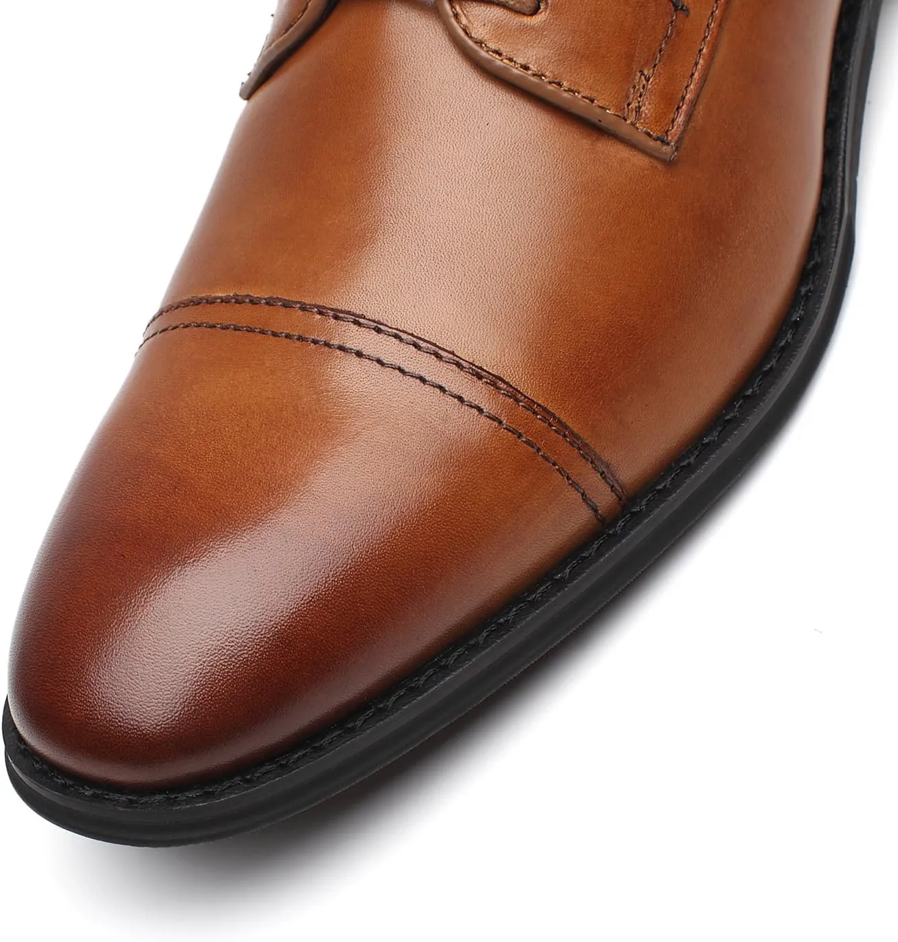 Mens Leather Updated Classic Cap Toe Oxfords Lace Dress Shoes