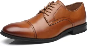 Mens Leather Updated Classic Cap Toe Oxfords Lace Dress Shoes