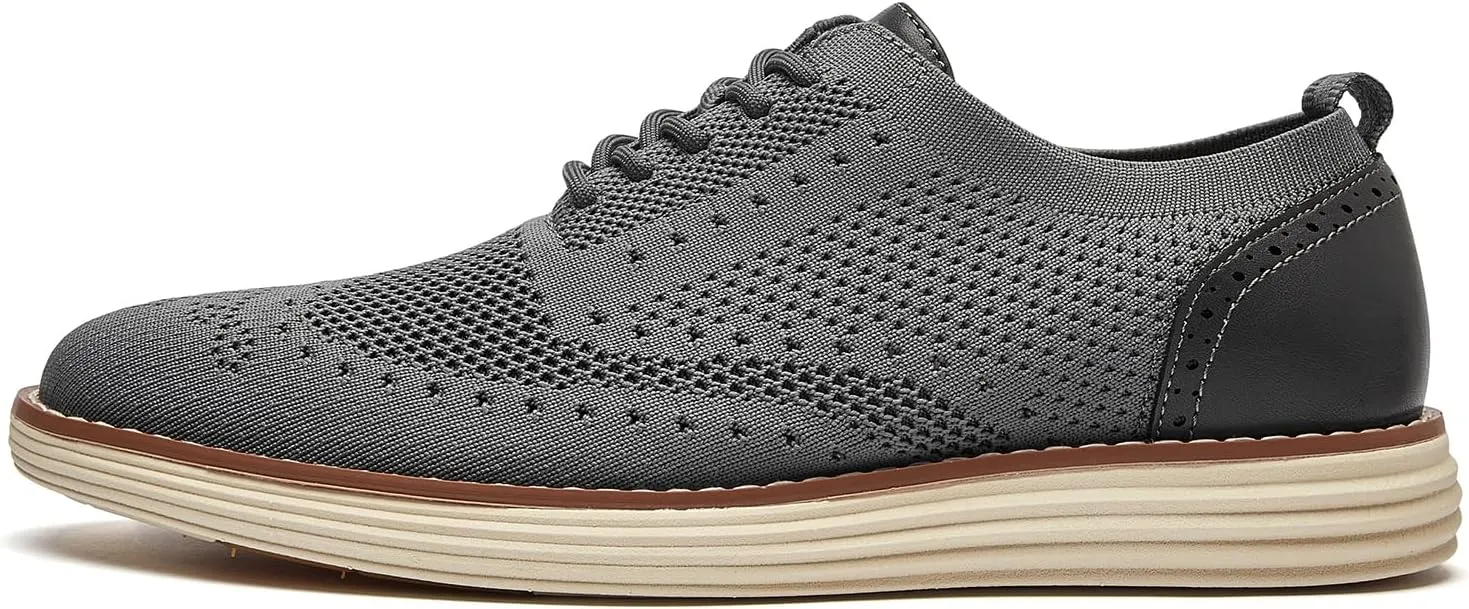 Men's Mesh Dress Sneakers Casual Oxford Shoes Lightweight Walking Shoes Breathable Wingtip Shoes Knit Brogue Sneakers