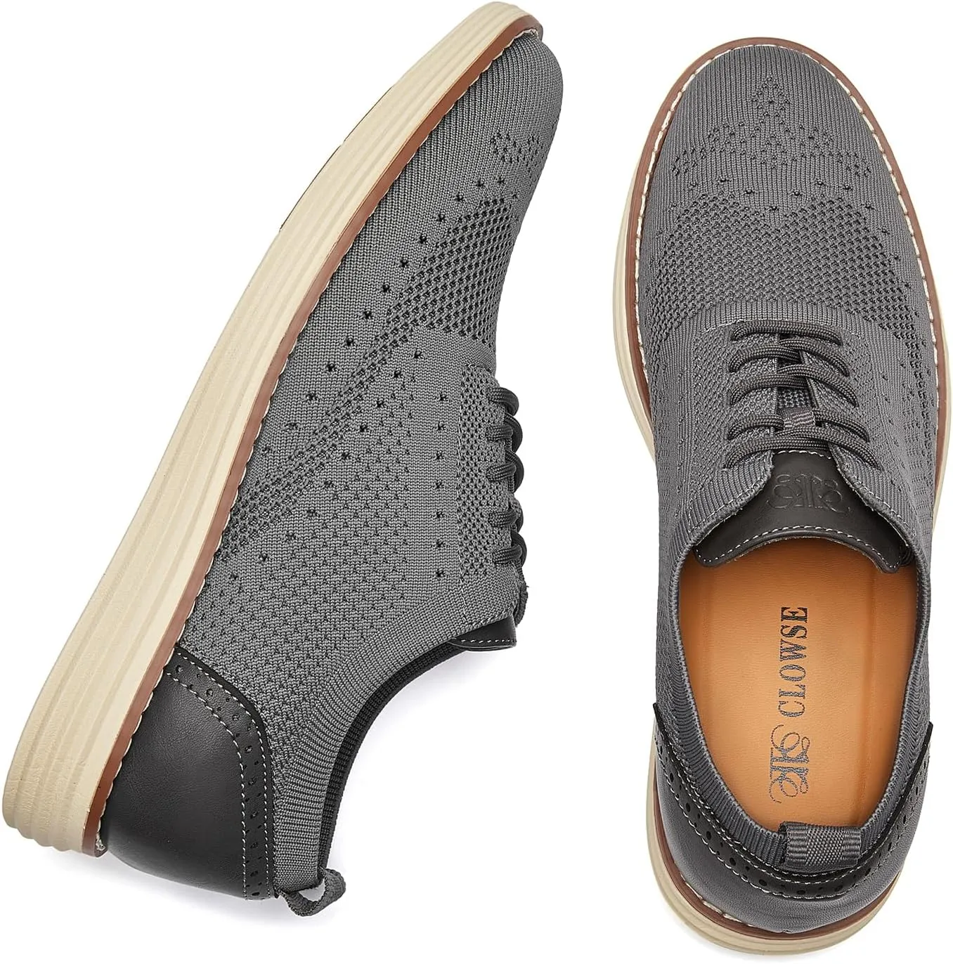 Men's Mesh Dress Sneakers Casual Oxford Shoes Lightweight Walking Shoes Breathable Wingtip Shoes Knit Brogue Sneakers