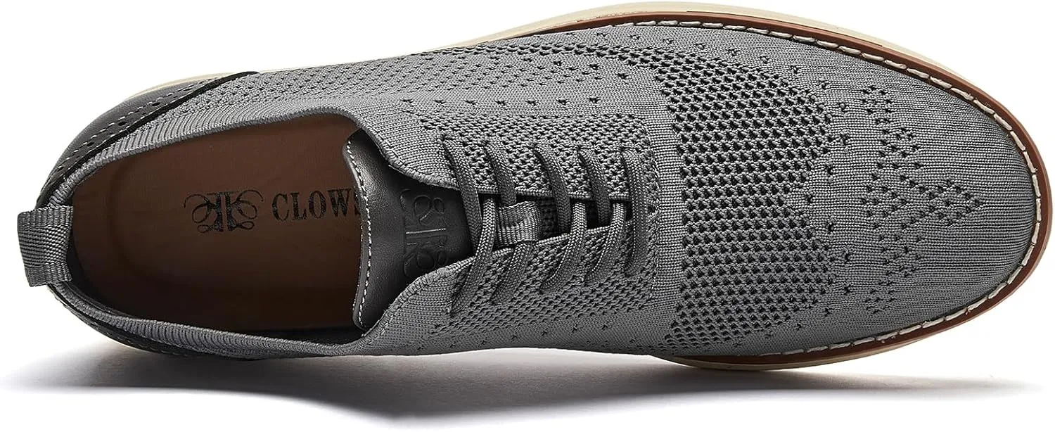 Men's Mesh Dress Sneakers Casual Oxford Shoes Lightweight Walking Shoes Breathable Wingtip Shoes Knit Brogue Sneakers