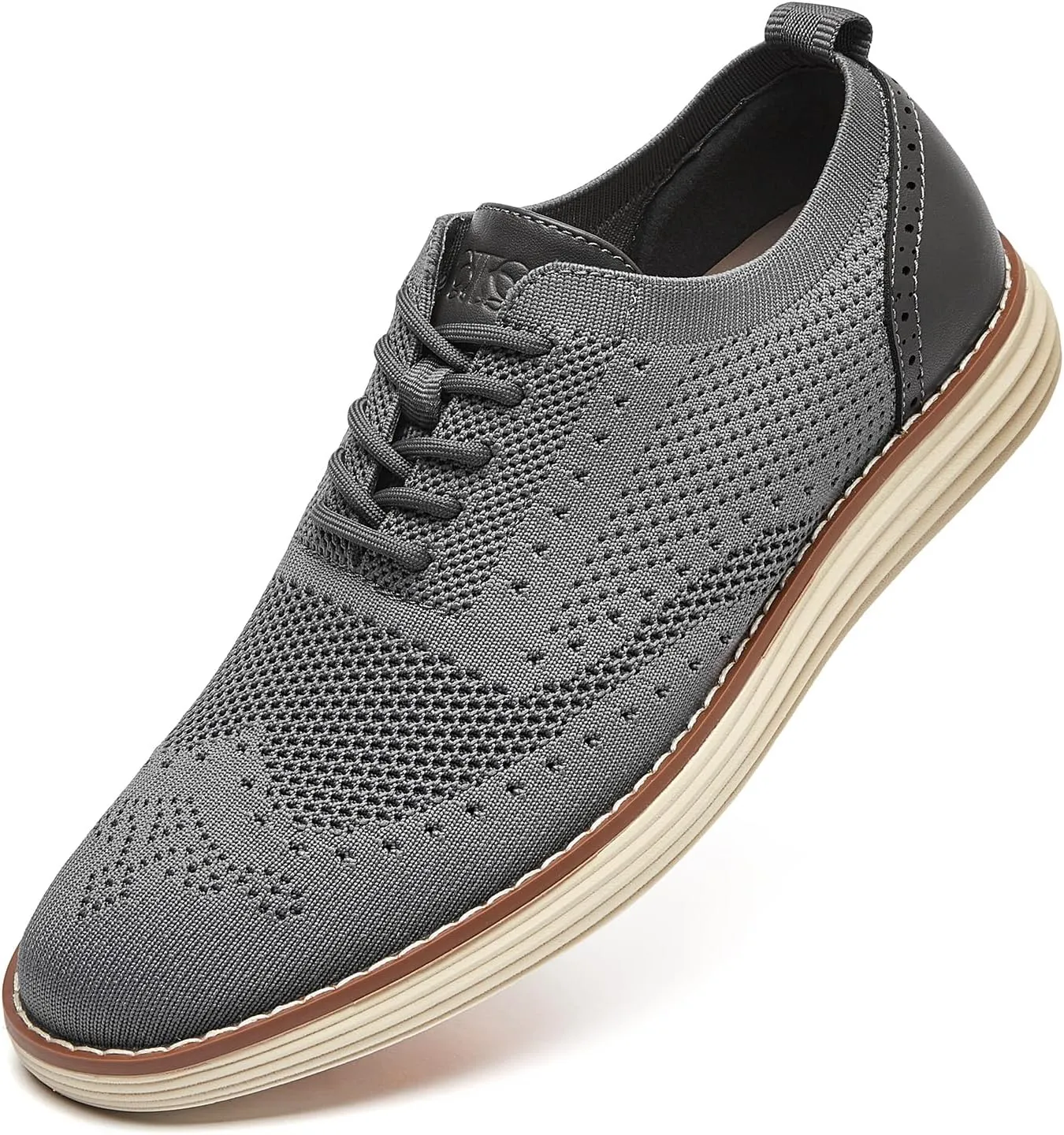 Men's Mesh Dress Sneakers Casual Oxford Shoes Lightweight Walking Shoes Breathable Wingtip Shoes Knit Brogue Sneakers