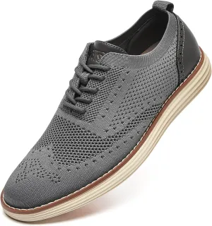 Men's Mesh Dress Sneakers Casual Oxford Shoes Lightweight Walking Shoes Breathable Wingtip Shoes Knit Brogue Sneakers