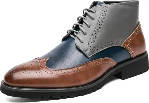 Men's Multicolour Leather High-Top Wingtip Dress Oxfords Shoes Retro Lace Up Brogue Formal Shoes for Business Leisure Dance Performance Parties