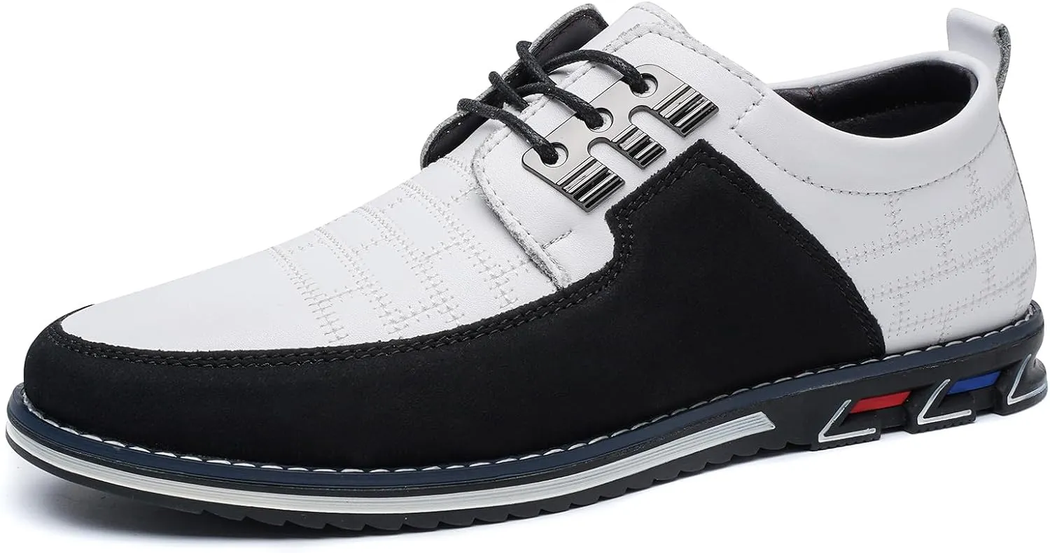 Men's Oxford Casual Shoes Business Lace-up Leather Loafers Fashion Dress Sneakers Breathable Comfortable Office Working Walking Driving