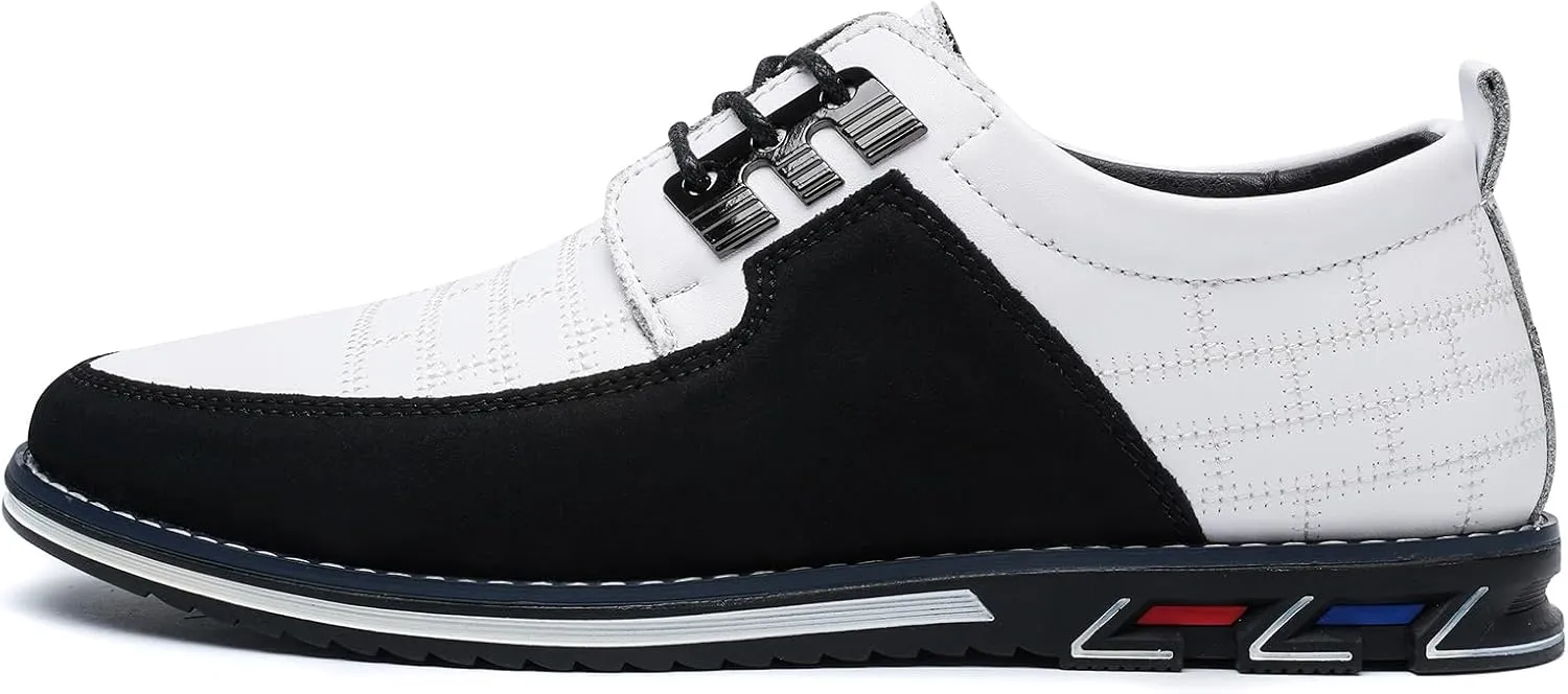 Men's Oxford Casual Shoes Business Lace-up Leather Loafers Fashion Dress Sneakers Breathable Comfortable Office Working Walking Driving