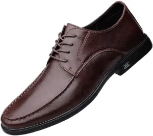 Men's Oxford Dress Shoes Classic Lace Up Outdoor Round Toe Vegan Leather Casual Non Slip Block Heel Anti-Slip Shoe